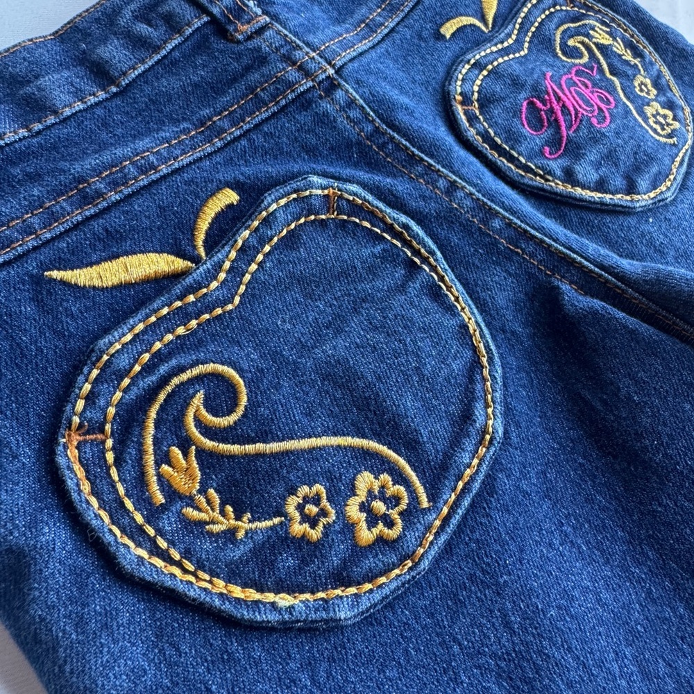 KIDS Apple Blue Jeans with Yellow and Pink Embroidery